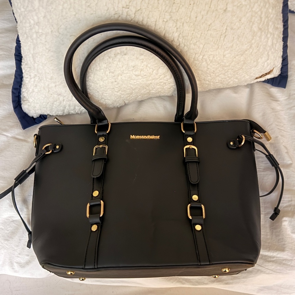 Montana West Black & Gold Western Style Handbag